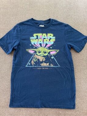 Star Wars Navy Tee with Neon Grogu Print